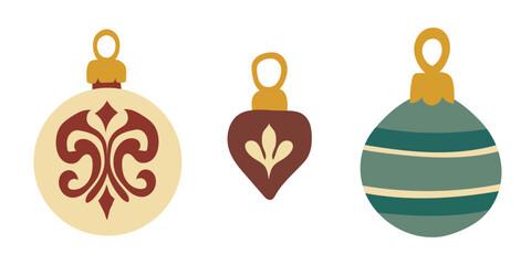 Obraz premium Set of toys for Christmas tree. Hand drawn Christmas elements.