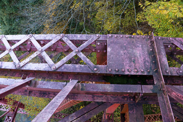 黒部峡谷鉄道トロッコ電車の新山彦橋の橋梁の鉄骨