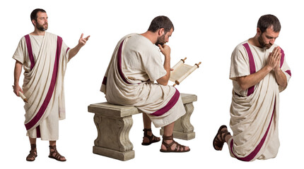 Different poses of a Roman Civilian in Toga