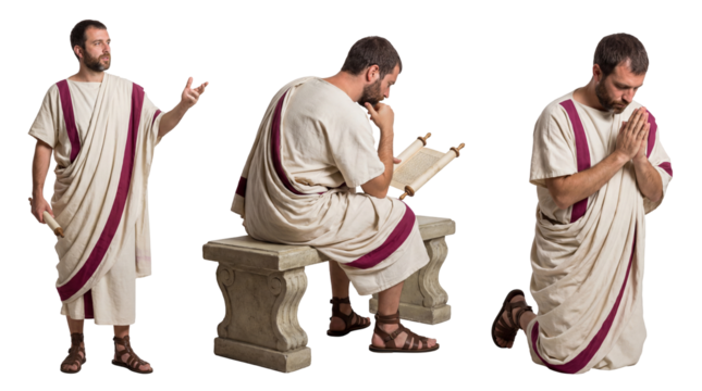 Different poses of a Roman Civilian in Toga