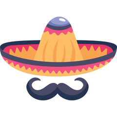 Sombrero Hat and Moustache With Transparent Background Festive Mexican Cultural Symbol For Celebration And Cinco De Mayo