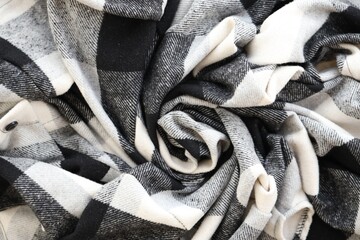 Black checkered napkin towel isolated, kitchen napkin cloth in black