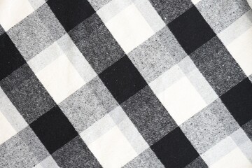 Black checkered napkin towel isolated, kitchen napkin cloth in black