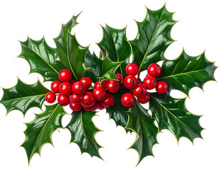 Festive green leaves adorned with bright red berries