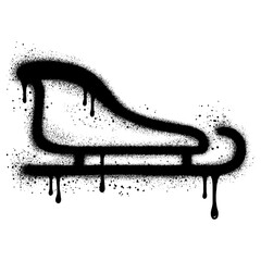 Reindeer sleigh in graffiti with black spray paint on white background