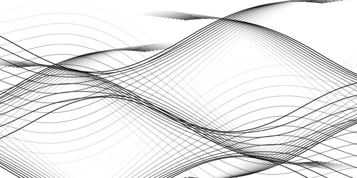 Flowing Lines, Black, White, Wave Shapes, Motion, Aesthetic Use creates modern abstract art with curved parallel lines suggesting gentle movement in designs