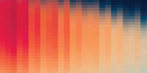 Pixelated Gradient Abstract, red orange blue, simple rectangular shapes, visual style: minimalistic pixel art for wallpaper backgrounds