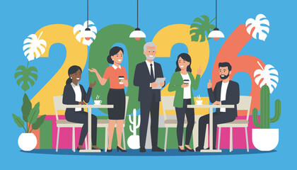 Diverse business team meeting for 2026 planning and success