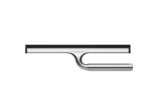 Modern stainless steel squeegee for window and shower cleaning isolated on transparent background