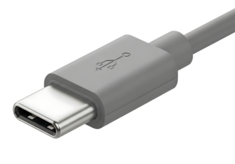 Usb-c type connector for modern data transfer and power delivery isolated on transparent background