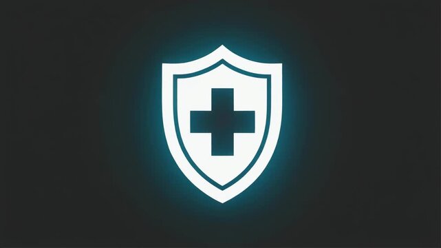 animation, syringe icon releasing particles that transform into a protective shield, clean vector style, smooth morphing, modern medical theme