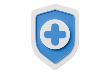 Obraz premium 3d medical shield with cross icon. health protection concept. Minimal cartoon health shield insurance for app ui. isolated on white background. 3d render.
