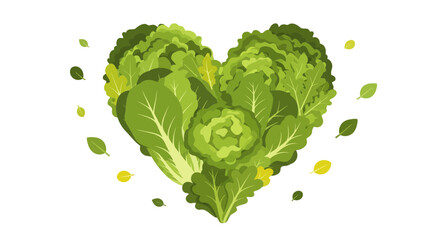 A Heart Composed Of Fresh Green Lettuce Depicting Health Wellbeing and Vitality