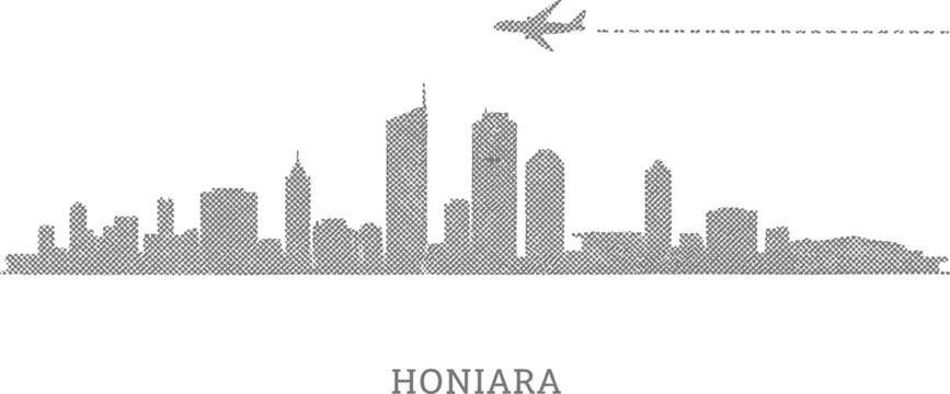 Honiara Skyline with Airplane and Contrail Mosaic