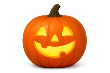 Jack-o'-lantern creating a spooky glow for halloween celebrations and autumn festivals, transparent background