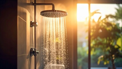 Shower with sunlight.
