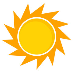 Yellow sun illustration. Abstract design of a shining sun in a flat style.