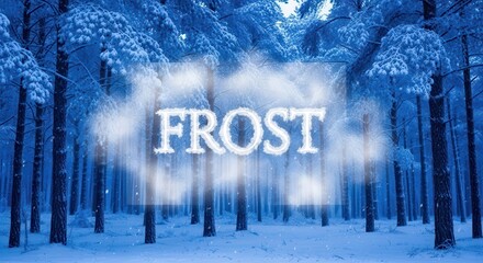 Frosty forest with snow-covered trees.