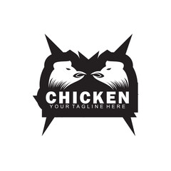 
chicken head vector logo in white and black
