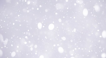 Fototapeta premium Falling white snow on light purple background abstract close up. Bokeh glitter effect for celebration, Christmas or New Year.