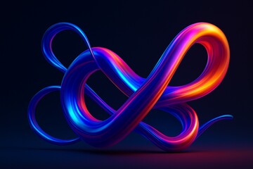 3D Liquid Ribbon Shape with Neon Gradient Colors &ndash; Abstract Art