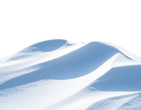 Serene white snowdrift pile on transparent background. This cold winter snow heap isolated on hill creates calm natural scene