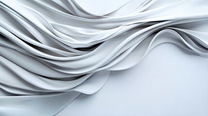 Obraz premium A close-up, abstract view of flowing white fabric with smooth curves and soft shadows, suggesting elegance and motion.