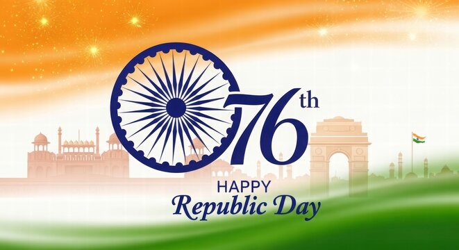 76th Republic Day Celebration: A vibrant visual celebration for India's 76th Republic Day, showcasing national pride.