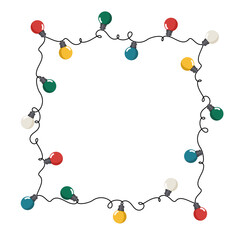 Bożonarodzeniowa ramka z kolorowych światełek. Lampki choinkowe.