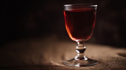 directional. Red wine in elegant goblet glass, rich burgundy liquid, sophisticated dining atmosphere. bar promotions, beverage menus, designed for food & beverage menus and cafe branding.