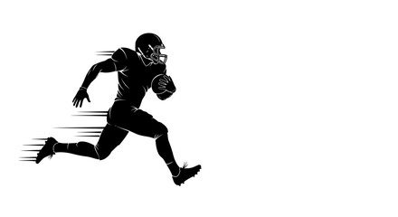 Dynamic American football player sprinting with the ball, showcasing speed and power, perfect for sports branding and athletic themes, originally vector art