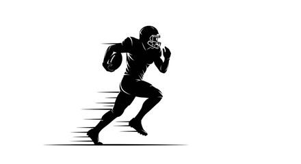 Fototapeta premium Dynamic American Football Player Running with Ball, Embodying Speed and Power, Perfect for Sports Branding and Game Day Promotions, Originally a Scalable Graphic