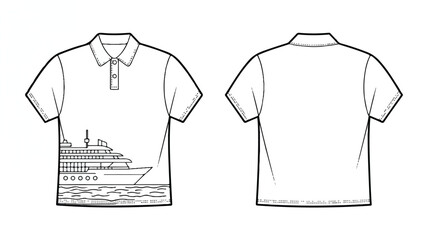 Naklejka premium Detailed technical fashion illustration showcasing garment design elements with color and font specifications