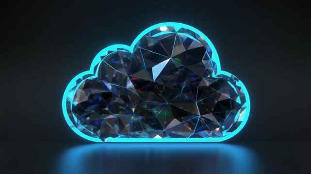 Abstract Cloud Shape with Glowing Neon Edges on Black Background