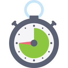 Stopwatch Icon With Green Segment Indicating Time Remaining On Transparent Background