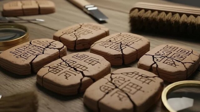 Uncovering History Ancient Engraved Stones and Archaeological Tools.