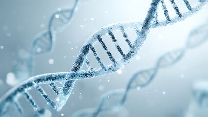 Crystal-like DNA helix structure in cool tones representing genetics, biotechnology and scientific research visuals
