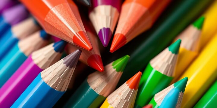 Close-up of colorful vector marker pen tips arranged artfully, nib, background - Powered by Adobe