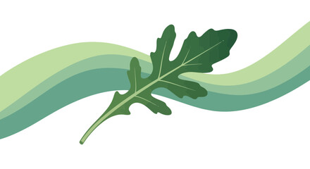 Naklejka premium Abstract Composition of Green Leaf and Fluid Shapes Against a Dark Backdrop