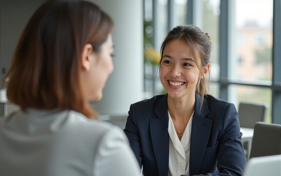 Woman consulting with a female financial manager at the bank. High quality