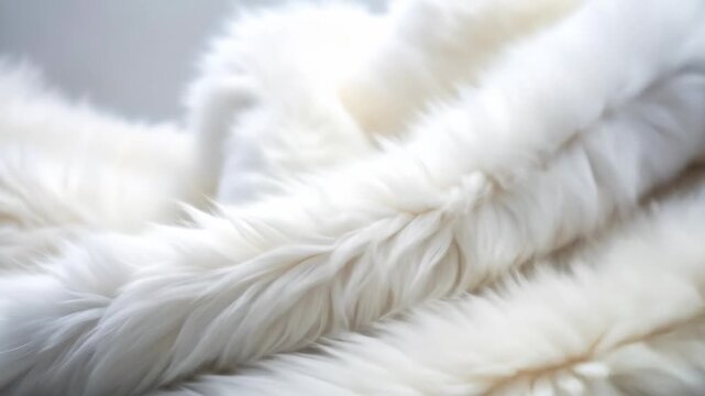 Soft Fluffy White Faux Fur Texture Background.