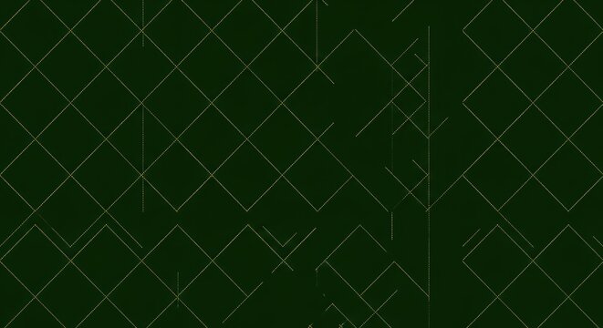 Abstract geometric pattern with intersecting lines creating diamond shapes on dark green