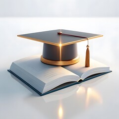 Graduation cap and open book symbolizing education and achievement