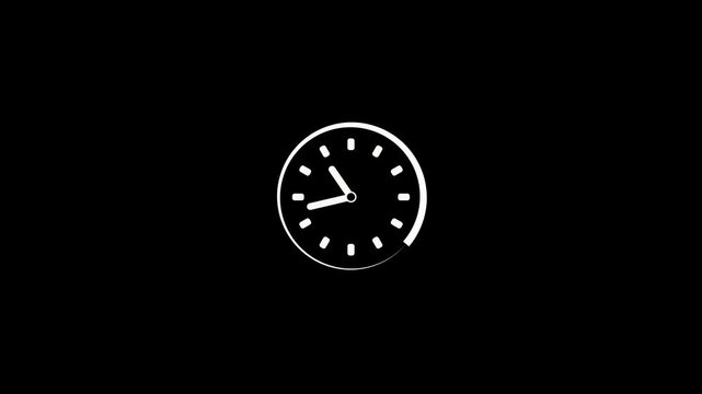 White clock with outer ring and hands on black background time minimalist
