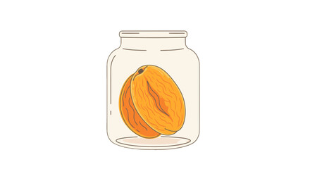 Cartoon Illustration Of Apricots Preserved Within A Clear Glass Jar Isolated