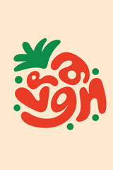 Illustration letter graffiti vegan fruit sweet