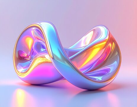 ・虹色ホログラムで構築された幾何学立体アート
・Iridescent Holographic Geometric 3D Object in Abstract Style - Powered by Adobe