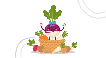 Cheerful Vegetable Character Displaying Fresh Produce, Perfectly Suited For Harvest Themes