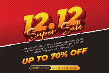 Vibrant 1212 Super Sale Marketing Banner with 70 Off Offer