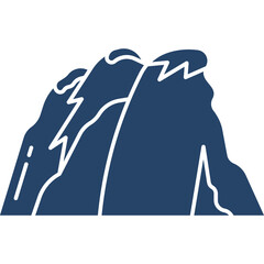 Stylized Blue Mountain Peak Silhouette Against Transparent Background Vector Graphic